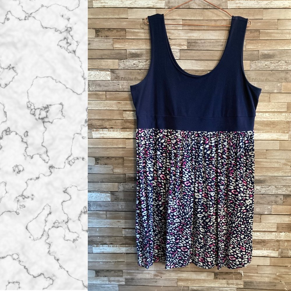 Torrid Navy Blue and Pink Cheetah Print Dress Size 3